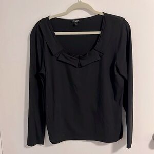 TALBOTS black scoop neck lightweight sweater with pleated detail. Size L